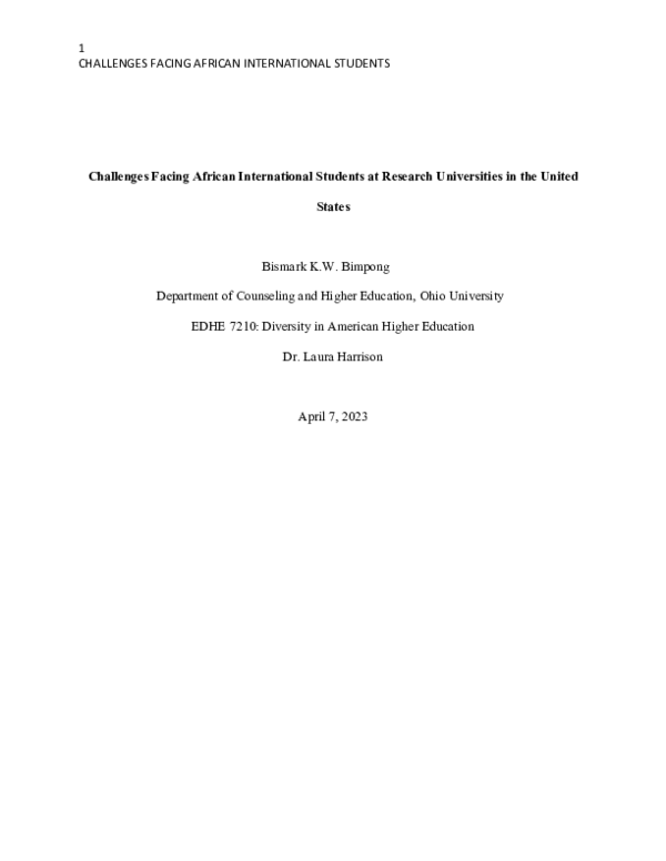 (DOC) Challenges Facing African International Students at Research ...