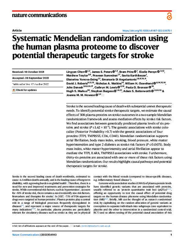 (PDF) Genetically predicted levels of the human plasma proteome and ...