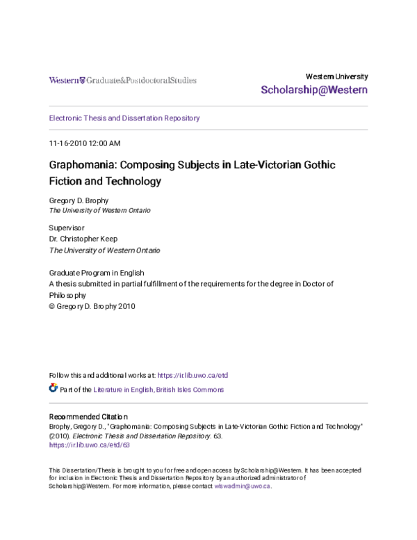(PDF) Graphomania: Composing Subjects in Late-Victorian Gothic Fiction ...