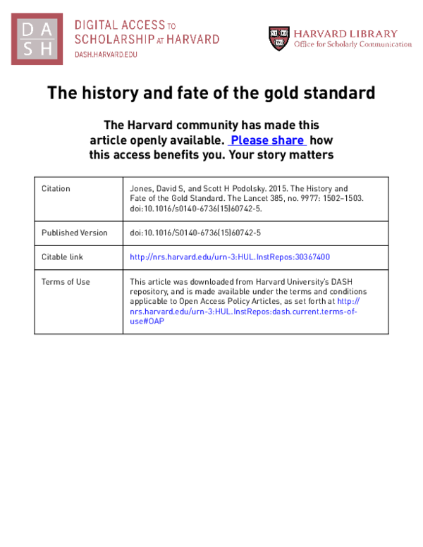 (PDF) The history and fate of the gold standard
