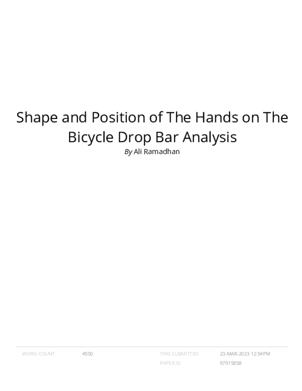 (PDF) Shape and Position of The Hands on The Bicycle Drop Bar Analysis