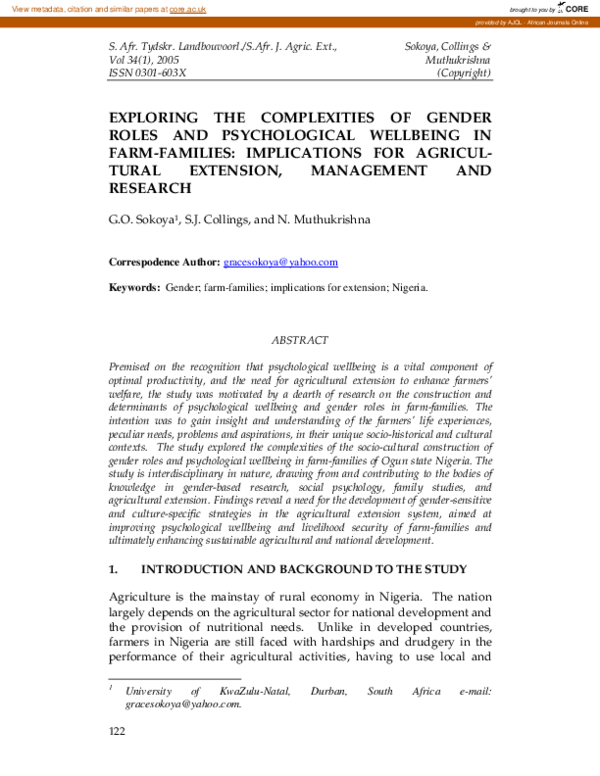 (PDF) Exploring the complexities of gender roles and psychological ...
