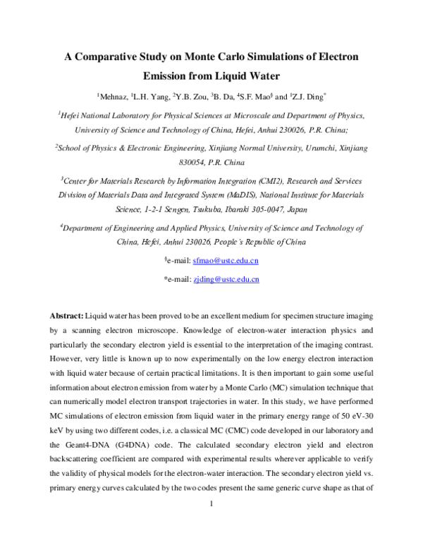 (PDF) A comparative study on Monte Carlo simulations of electron ...