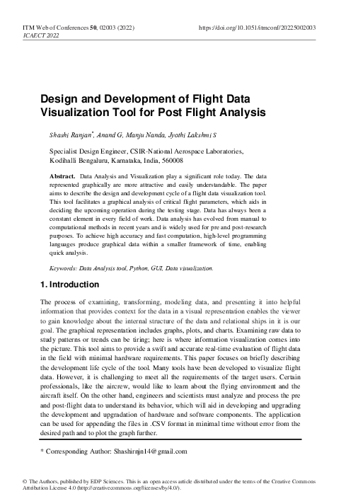 (PDF) Design and Development of Flight Data Visualization Tool for Post ...