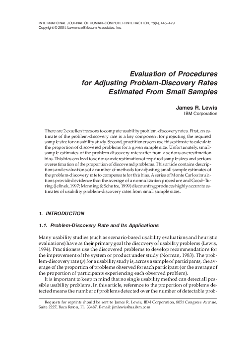 (PDF) Evaluation of Procedures for Adjusting Problem-Discovery Rates ...