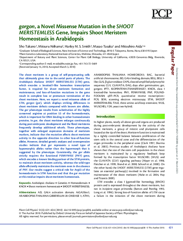 (PDF) gorgon, a Novel Missense Mutation in the SHOOT MERISTEMLESS Gene ...