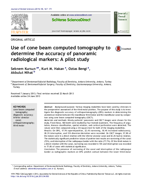 (PDF) Use of cone beam computed tomography to determine the accuracy of ...