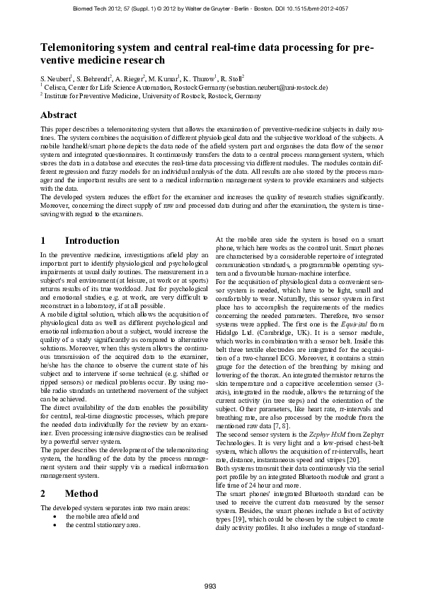 (PDF) Telemonitoring system and central real-time data processing for ...