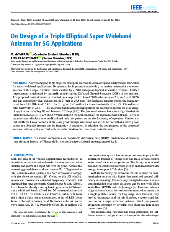 (PDF) On Design of a Triple Elliptical Super Wideband Antenna for 5G ...
