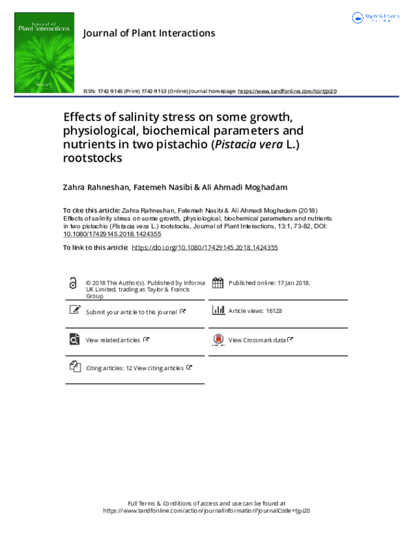 (PDF) Effects of salinity stress on some growth, physiological ...