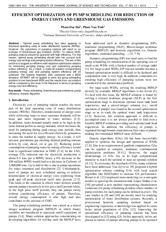 (PDF) Efficient optimization of pump scheduling for reduction of energy ...
