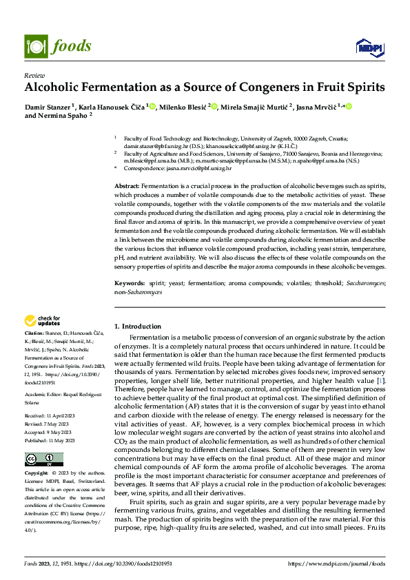 (PDF) Alcoholic Fermentation as a Source of Congeners in Fruit Spirits