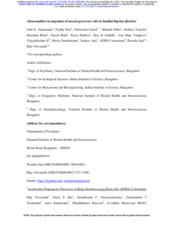 (PDF) Abnormalities in migration of neural precursor cells in familial ...