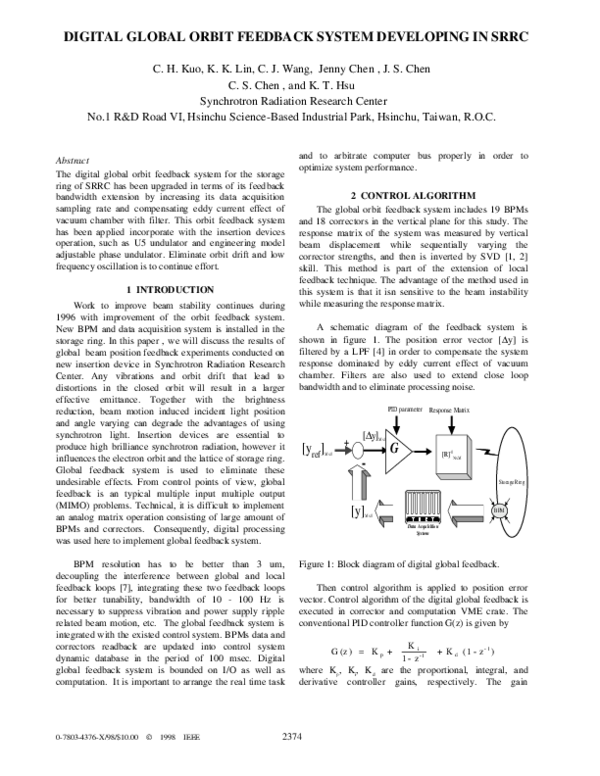 (PDF) Digital global orbit feedback system developing in SRRC