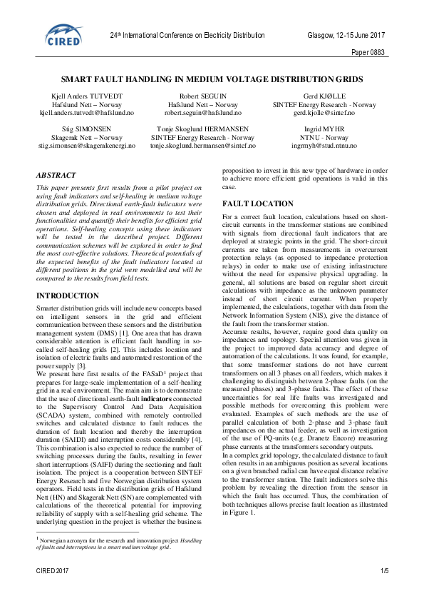 (PDF) Smart fault handling in medium-voltage distribution grids