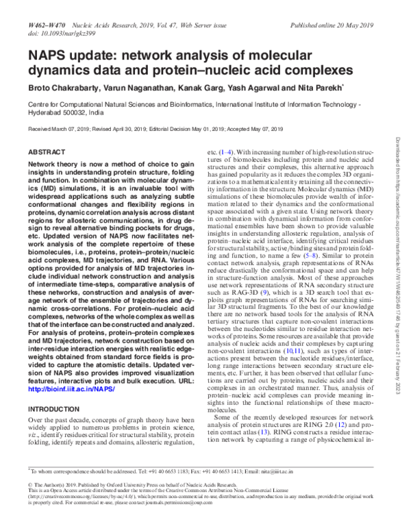 (PDF) NAPS update: network analysis of molecular dynamics data and ...