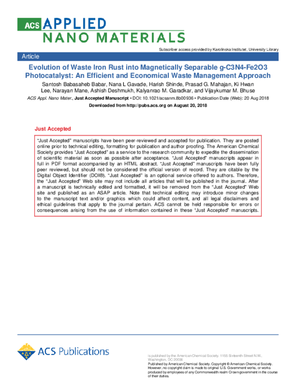(PDF) Evolution of Waste Iron Rust into Magnetically Separable g-C3N4 ...