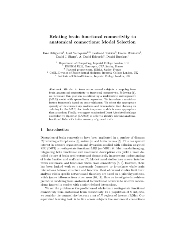(PDF) Relating brain functional connectivity to anatomical connections ...