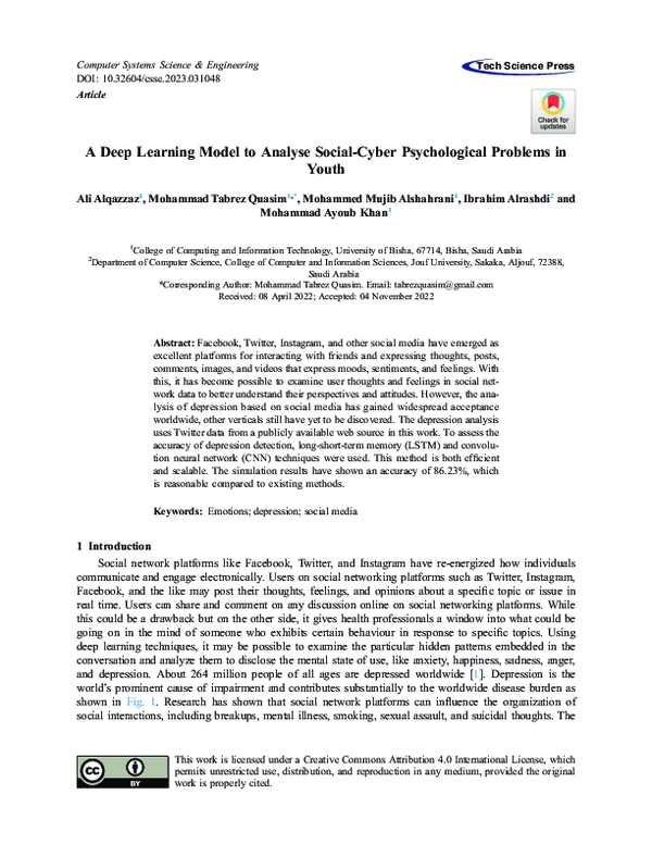 (PDF) A Deep Learning Model to Analyse Social-Cyber Psychological ...