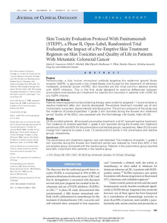 (PDF) Skin Toxicity Evaluation Protocol With Panitumumab (STEPP), a ...