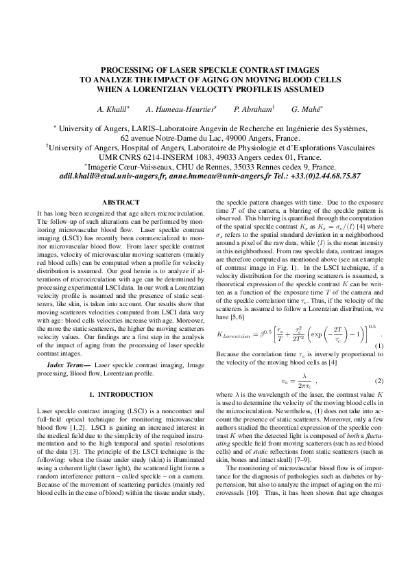 (PDF) Processing of laser speckle contrast images to analyze the impact ...