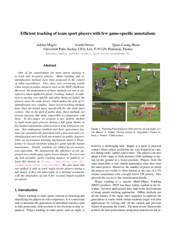 (PDF) Efficient tracking of team sport players with few game-specific ...