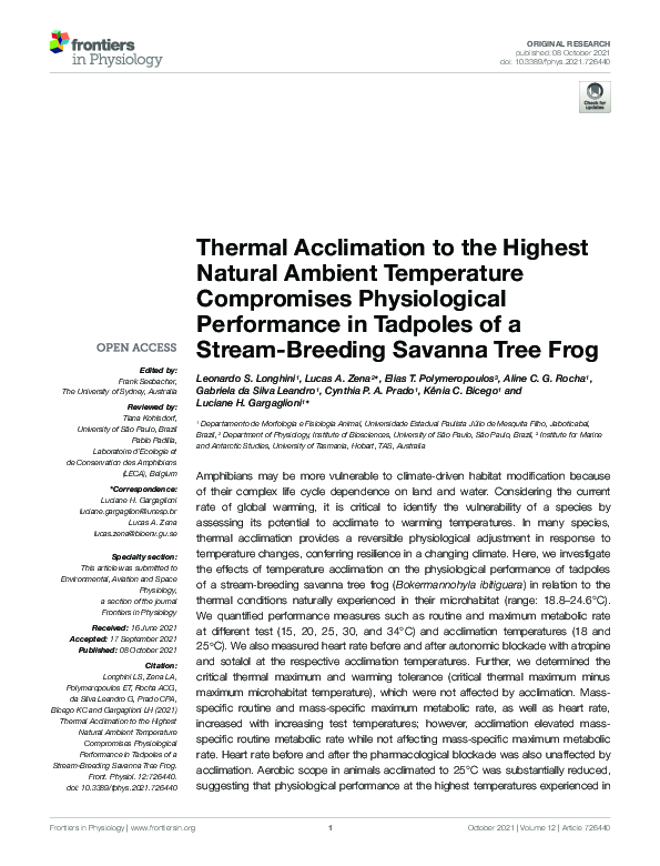 Photo inspiration: Visual Reference: Pdf Thermal Acclimation To The Highest Natural Ambient Temperature