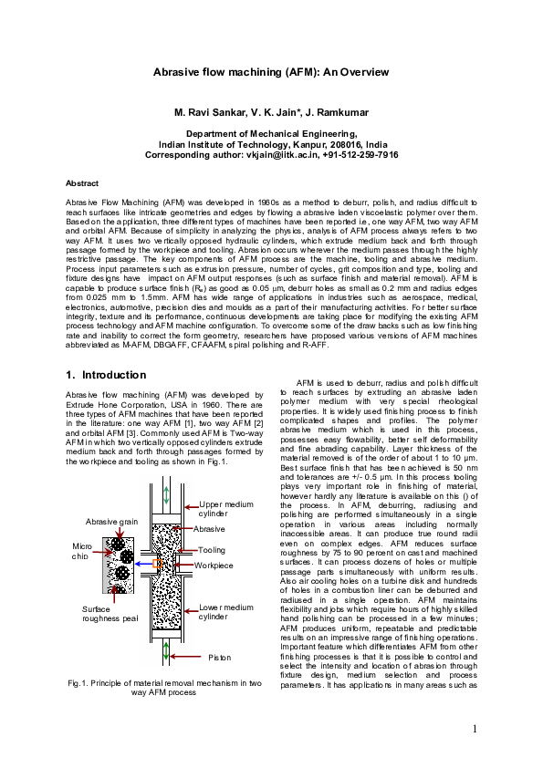 (PDF) Abrasive Flow Machining (AFM) An Overview vijay jain