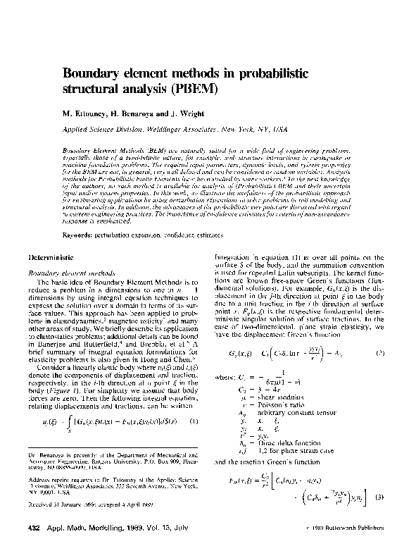 (PDF) Boundary element methods in probabilistic structural analysis (PBEM)