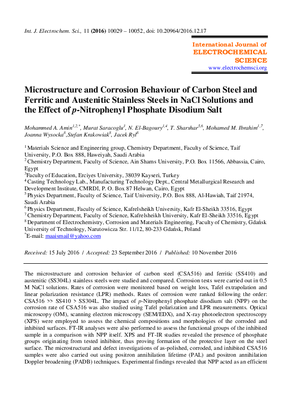 (PDF) Microstructure and Corrosion Behaviour of Carbon Steel and ...