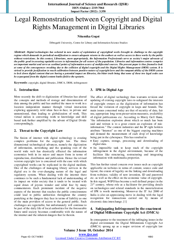 (PDF) Legal Remonstration between Copyright and Digital Rights ...
