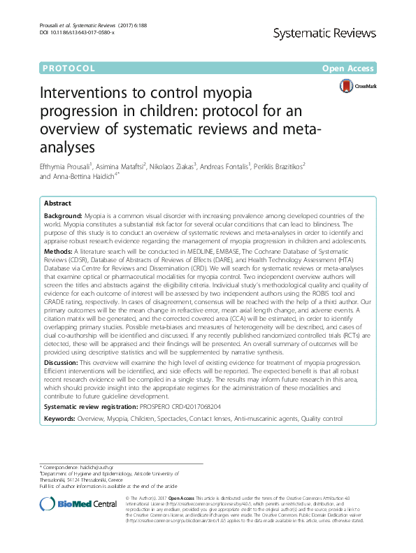 (PDF) Interventions to control myopia progression in children: protocol ...