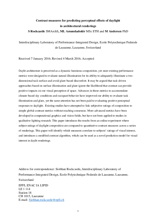 (PDF) Contrast measures for predicting perceptual effects of daylight ...
