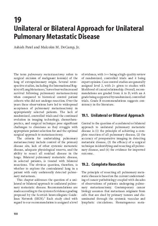 (PDF) Unilateral or Bilateral Approach for Unilateral Pulmonary ...