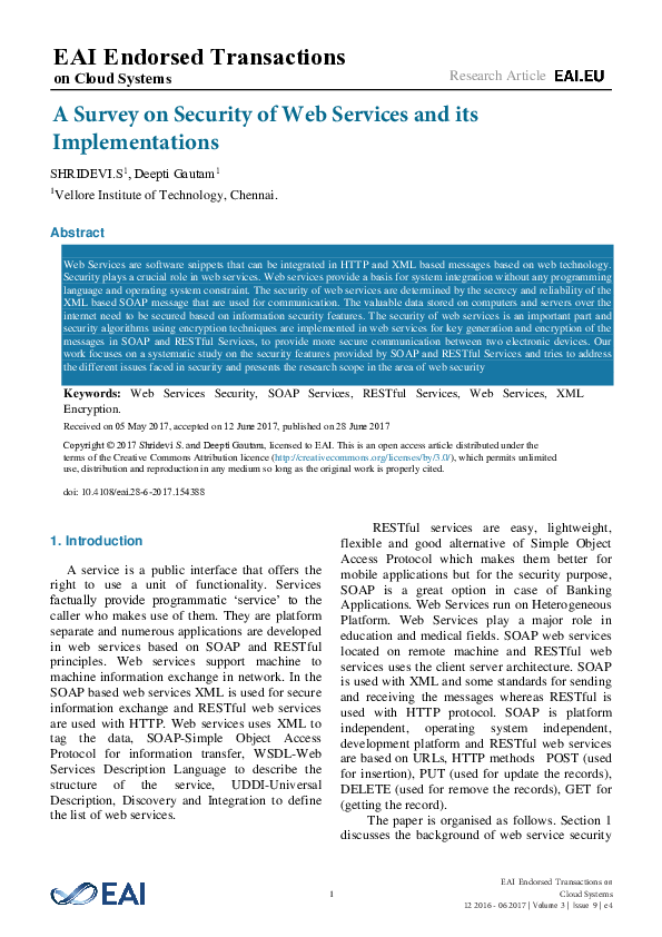 (PDF) A Survey on Security of Web Services and its Implementations