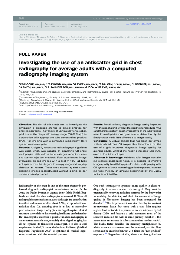 (PDF) Investigating the use of an antiscatter grid in chest radiography ...