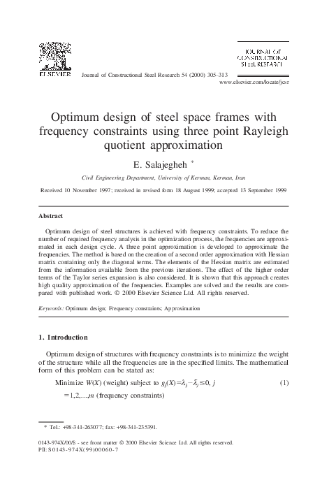 (PDF) Optimum design of steel space frames with frequency constraints ...