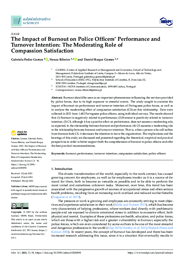 (PDF) The Impact of Burnout on Police Officers' Performance and ...