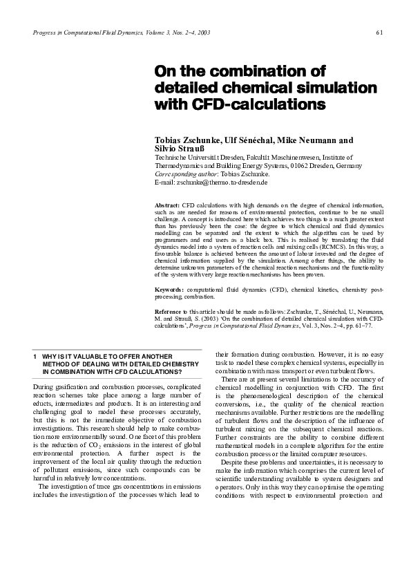 (PDF) On the combination of detailed chemical simulation with CFD ...