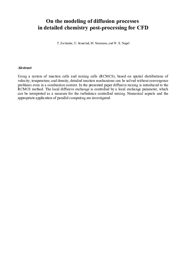 (PDF) On the modeling of diffusion processes in detailed chemistry post ...