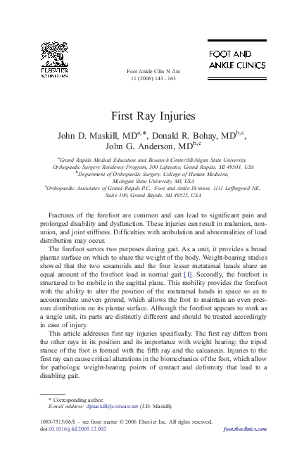 (PDF) First ray injuries