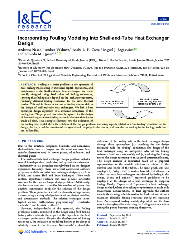 (PDF) Incorporating Fouling Modeling into Shell-and-Tube Heat Exchanger ...