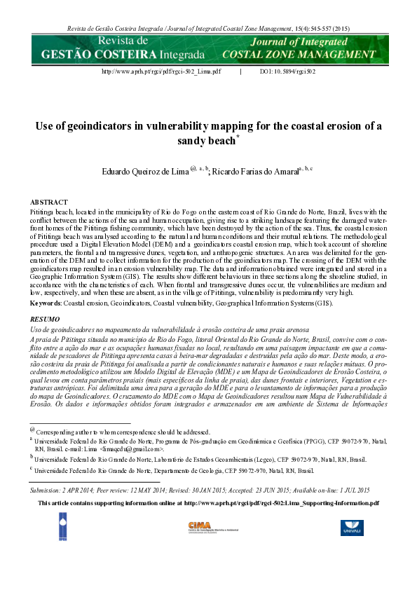 (PDF) Use of geoindicators in vulnerability mapping for the coastal ...