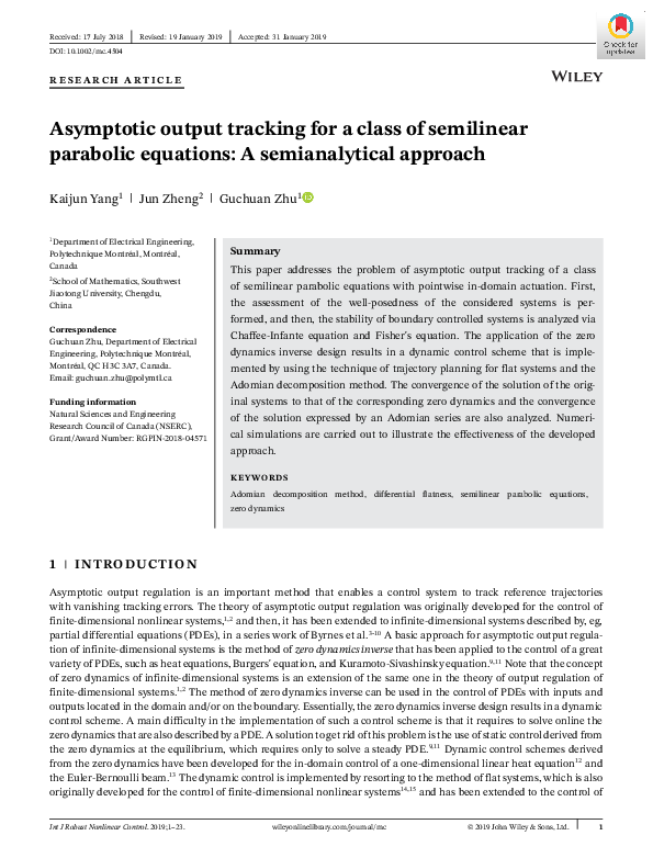 (PDF) Asymptotic output tracking for a class of semilinear parabolic ...