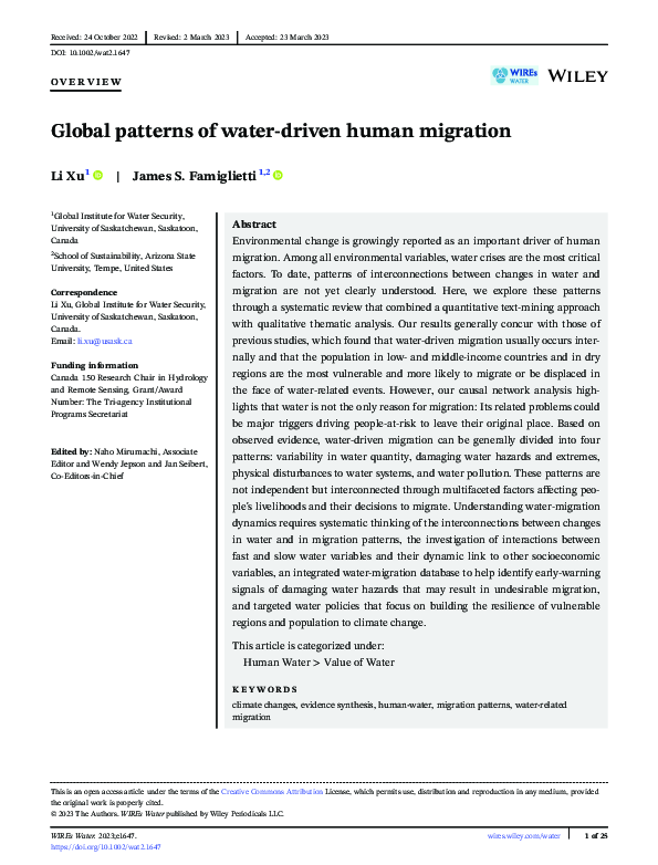 (PDF) Global patterns of water-driven human migration