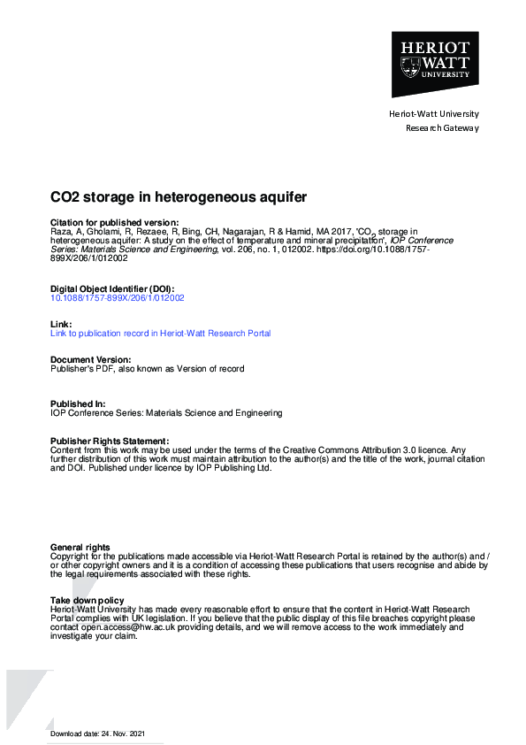 (PDF) CO2storage in heterogeneous aquifer: A study on the effect of ...
