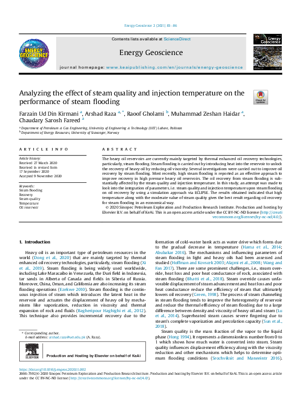 (PDF) Analyzing the effect of steam quality and injection temperature ...