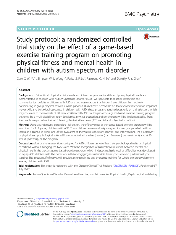 (PDF) Study protocol: a randomized controlled trial study on the effect ...