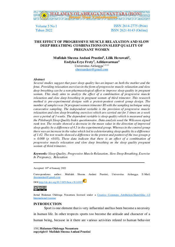(PDF) The Effect Of Progressive Muscle Relaxation and Slow Deep ...