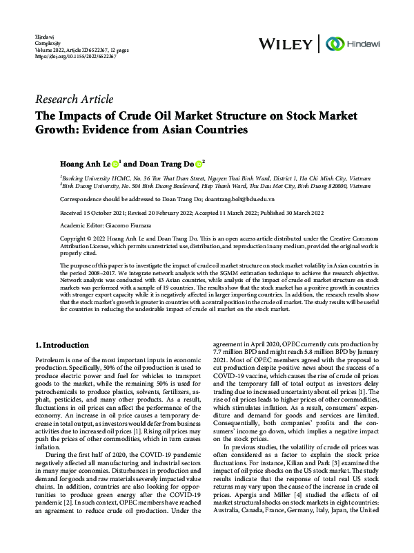 (PDF) The Impacts of Crude Oil Market Structure on Stock Market Growth ...
